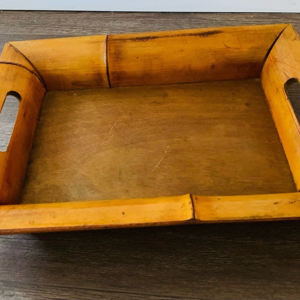 Wooden Tray with bamboo border